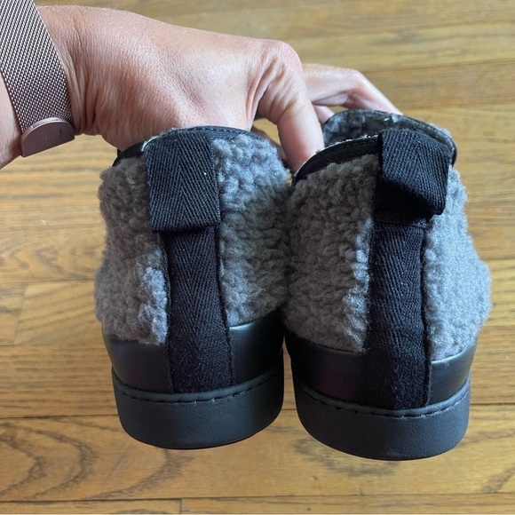 NEW Greys Mens Sherpa Fleece Slipper Boot P73016 Grey Black Size 8 NWOT - Picture 3 of 7